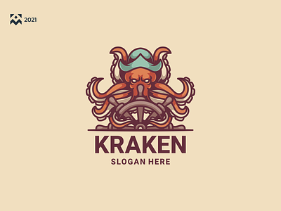 Kraken Logo branding cartoon character design emblem icon illustration kraken lineart logo ocean octopus sea symbol vector