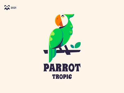 Parrot Tropic Logo bird branding design digital flatdesign icon illustration lineart logo logos modern nature parrot symbol tropic vector