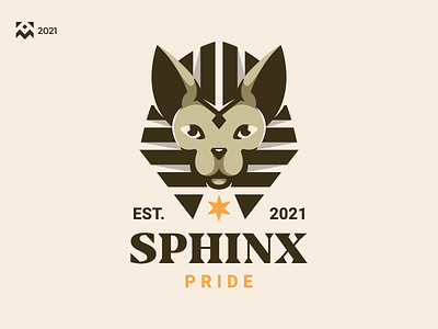 Sphinx Pride Logo animal branding cat classic design head icon illustration jewelry lineart logo retro shop sphinx symbol vector vintage