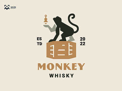 Monkey Whisky Logo bar branding classic design icon illustration lineart logo symbol vector vintage