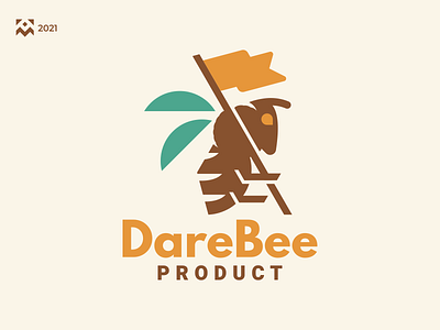 Dare Bee Logo bee branding design flat design honey icon illustration lineart logo simple symbol vector vintage