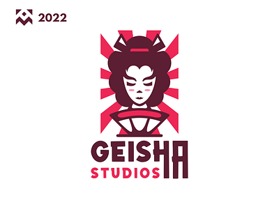 Geisha Logo beauty branding character design icon illustration japanese lineart logo studio symbol vector