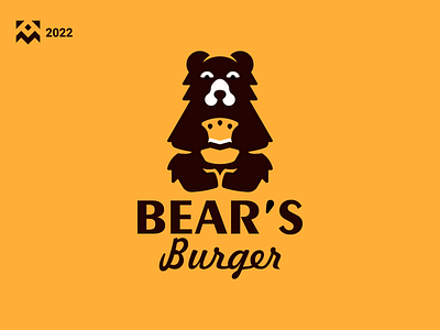 Bear Burger Logo animal bear branding burger design food icon illustration lineart logo product symbol vector