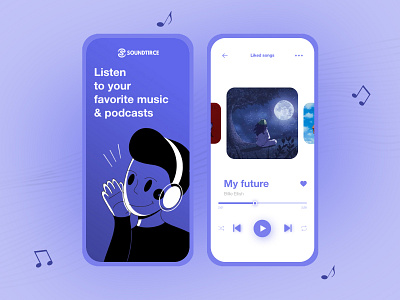 Music app player adobe xd app design design graphic design illustration mobile design music music app player podcasts ui