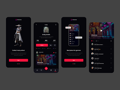 Slinkshot - Gamers Social Media Platform app dark design ui uiuxdesign ux