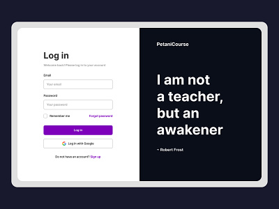 Log in Page - PetaniCourse app dark design login sign in ui uiuxdesign ux website