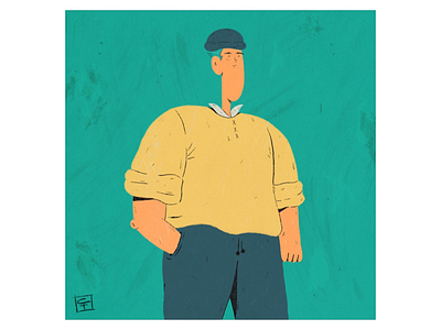 Chilling 2d character flat home illustration man people procreate texture
