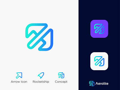 Arrow Rocket ship Logo design app icon app logo arrow arrows brand branding concept gradient identity logo logodesign logotype mark negative space rocket rocketship space spaceship symbol icon mark