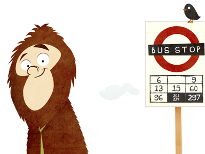 Bigfoot bus stop illustration