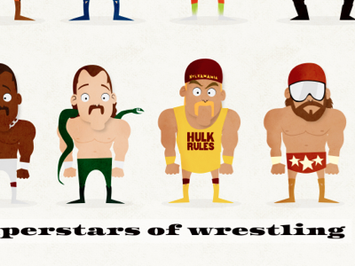 Superstars of wrestling hulk hogan illustration poster
