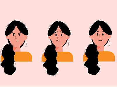 Face Reactions 1 face flat art flat design girl illustraion illustrator reactions