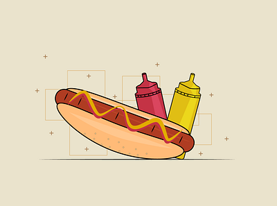 hotdog design fast food flat art flat design food hotdog illustration illustrator souce