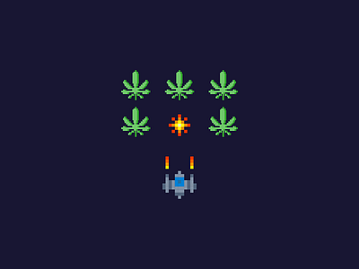 Green Invaders alien invader marijuana pixel space spaceship weed