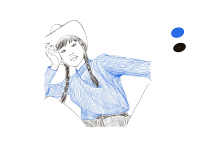 👩⭐🧢😎 blue girl illustration lady sweater woman