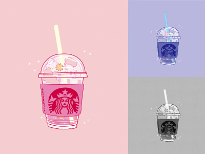 ⭐🌌 cloud cup design drawing drink drinking drinks food illustrator pink purple shining space stars straw