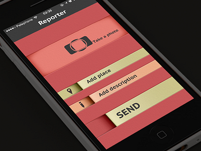 Reporter. Touch it! app application beautiful flat colors ios iphone mobile nice paper background simple ui