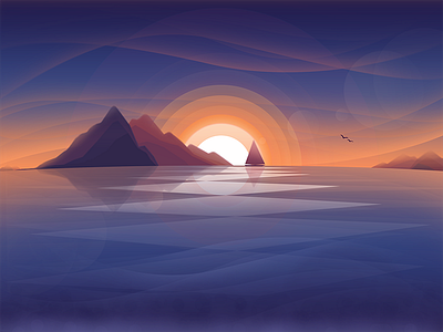 Sunset flat gradient illustration sea sunset vector yacht