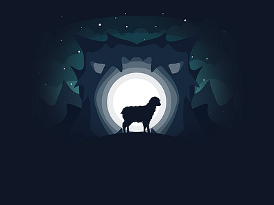 Dragon Moon dragon flat gradient illustration moon sheep vector