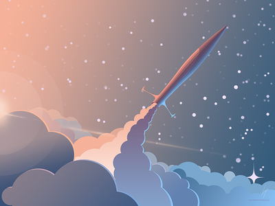 Spaceship flat gradient illustration rocket space spaceship vector