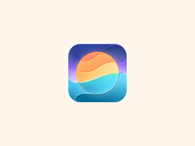 Sea Sunset app flat gradient illustration ios logo sea sunset vector