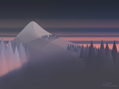 Magic Sunrise dreams flat fog forest gradient illustration magic mountain sunrise vector