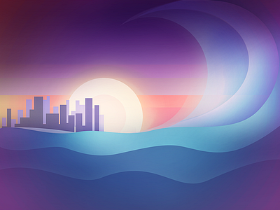 Last sunset illustration sea sunset vector