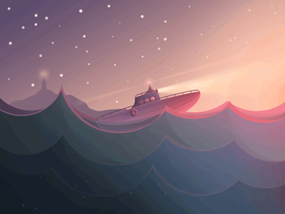 Sea Trip Animation dreams flat illustration sea ship sunset