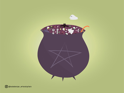 Witch's Caldron caldron cats cute flat illustration ghosts halloween illustration illustrator witch