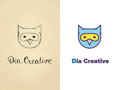 Dia Creative bandit bird cartoon cute dia creative logo owl sketch