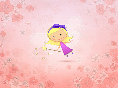 Fairy cartoon cute fairy flowers magic pink