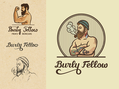 Burly Fellow beard burly cap fellow lettering logo man process sketch skincare