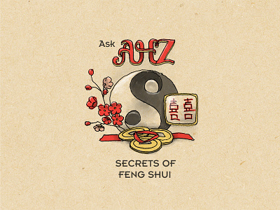 Ask AHZ ask ahz chinese feng shui logo sakura sketch symbols ying yang