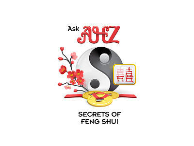 Ask AHZ chinese coin feng shui flower logo sakura ying yang