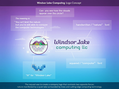 Logo Concept. Windsor Lake Computing. branding cloud concept lake lettering logo mountain pixel windsor lake