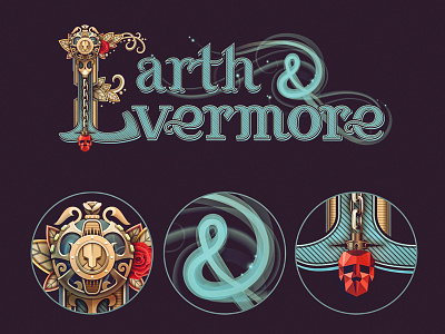 Logo. Earth & Evermore book fantasy logo rose scepter skull vector
