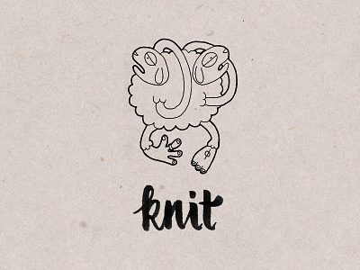 KNIT. Logo concept. cartoon dead knit lettering logo sheep sketch software
