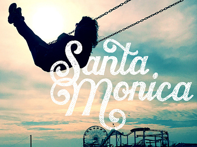 Santa Monica beach ferris wheel hand lettering lettering photography pier santa monica script sunset swash swirl travel