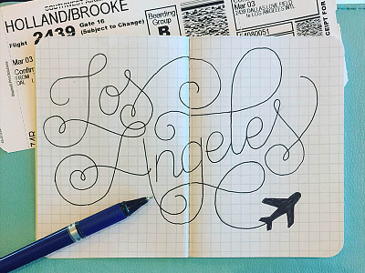 Los Angeles Sketch airport california drawing flight lettering los angeles plane script swash swirl travel type