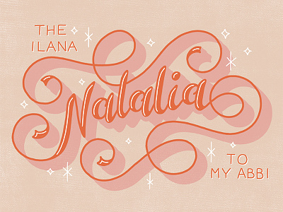 Natalia calligraphy flourishes handlettering lettering ligatures name pencil script sketch sparkle swashes swirl