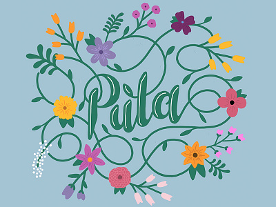 Puta calligraphy curse word flourishes flowers handlettering illustration lettering ligatures script sketch swashes swirl