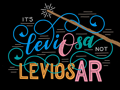 Leviosa calligraphy flourishes handlettering harry potter hermione lettering ligatures magic script swashes swirl wand