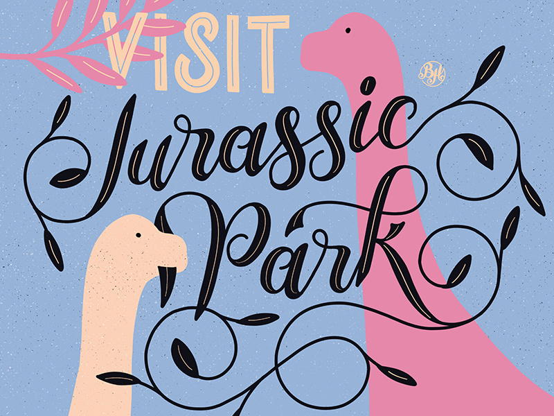 Jurassic Park jurassic world jurassicpark dinosaurs swashes ligatures hand lettering script illustration design flourishes typography handlettering swash swirl lettering