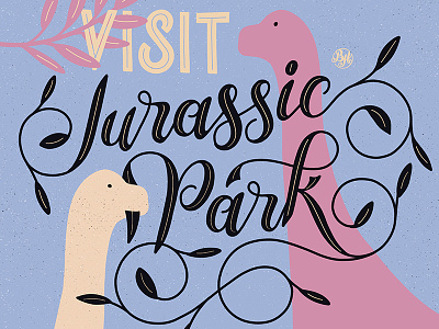 Jurassic Park design dinosaurs flourishes hand lettering handlettering illustration jurassic world jurassicpark lettering ligatures script swash swashes swirl typography