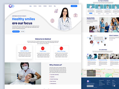Dental Clinic Landing Page app branding dental care dental clinic dentist health landing page medical typography ui ui design ux vector website design