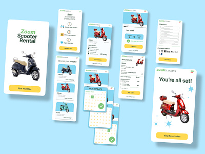 Scooter Rental app checkout crowwwn feedback forms mobile rental process scooter ui ux