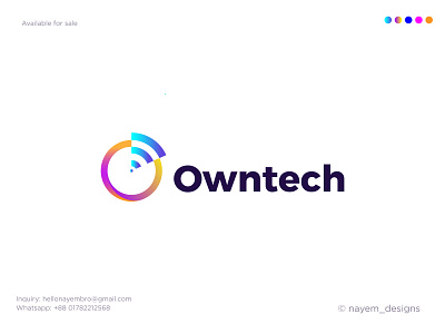 Owntech Logo Design brand identity branding dribbble gradient graphic design icon illustration logo design logo designer logo folio logo idea logo inspirations logo mark minimal modern logo owntech symbol tech logo technology logo vector