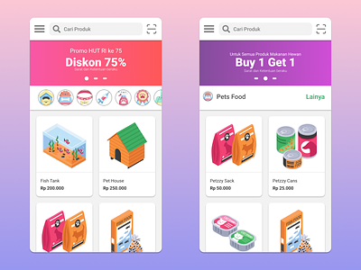 Petzzy UI - Home app colorful design flat ui ux