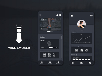 Wise Smoker app app design black branding design interface ui ui ux ui ux design user interface ux vector