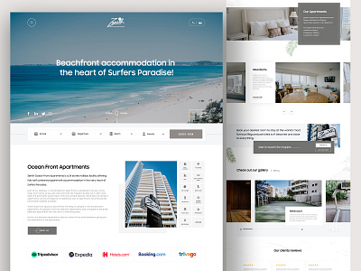 Beachfront Apartments Homepage design apartments company construction corporate landing page ocean front real estate rent ui website