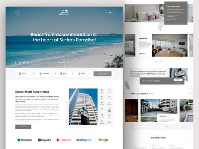 Beachfront Apartments Homepage design